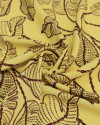 Tecido Viscose Folhas em Tranças Marrom e Amarelo