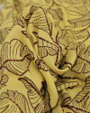 Tecido Viscose Folhas em Tranças Marrom e Amarelo