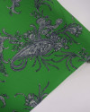 Tecido Crepe Salinas Macro Arabescos e Cashmere Offwhite e Verde