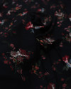 Tecido Viscose Texturizada Buquê Floral Colorido e Preto