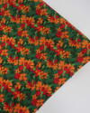 Tecido Viscose Texturizada Flores em Aquarela Laranja, Vermelho e Verde
