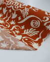 Tecido Viscose Texturizada Folhas e Espirais Creme e Ferrugem