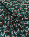 Tecido Viscose Texturizada Folhas Diversas Marrom e Tons de Verde