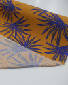 Tecido Viscose Texturizada Macro Folhagens Azul Bic e Ocre