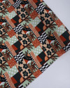 Tecido Viscose Texturizada Multi Estampa Terracota e Verde