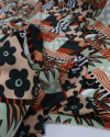 Tecido Viscose Texturizada Multi Estampa Terracota e Verde