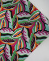 Tecido Viscose Texturizada Macro Folhas Coloridas