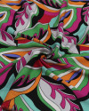 Tecido Viscose Texturizada Macro Folhas Coloridas