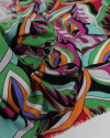 Tecido Viscose Texturizada Macro Folhas Coloridas