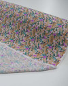 Tecido Viscose Texturizada Micro Buquê Floral Lilás e Bege