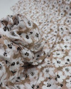 Tecido Viscose Texturizada Tapete Floral Branco e Nude