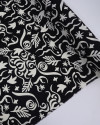 Tecido Viscose Texturizada Folhas e Espirais Creme e Preto