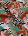 Tecido Viscose Texturizada Multi Estampa Terracota e Rosa