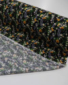 Tecido Viscose Texturizada Micro Buquê Floral Amarelo e Preto