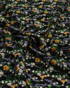 Tecido Viscose Texturizada Micro Buquê Floral Amarelo e Preto