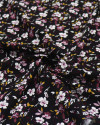Tecido Viscose Texturizada Liberty Ameixa, Branco e Preto