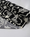Tecido Viscose Texturizada Folhas e Espirais Creme e Preto