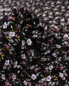 Tecido Viscose Texturizada Liberty Ameixa, Branco e Preto