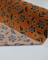 Tecido Crepe Koshibo Floral Étnico Preto e Ferrugem