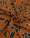 Tecido Crepe Koshibo Floral Étnico Preto e Ferrugem