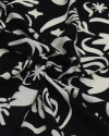 Tecido Viscose Texturizada Folhas e Espirais Creme e Preto