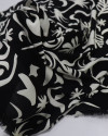 Tecido Viscose Texturizada Folhas e Espirais Creme e Preto