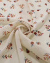 Tecido Crepe Chiffon Grosso Micro Ramos Colorido e Creme
