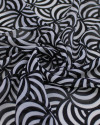Tecido Crepe Chiffon Grosso Ilusão de Ótica Branco e Preto