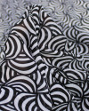 Tecido Crepe Chiffon Grosso Ilusão de Ótica Branco e Preto