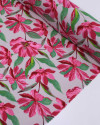 Tecido Crepe Koshibo Macro Flores Verde, Rosa Pink e Rosa Quartzo