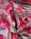 Tecido Crepe Koshibo Macro Flores Verde, Rosa Pink e Rosa Quartzo