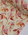 Tecido Crepe Koshibo Flores em Rascunho Colorido e Creme