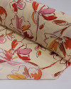 Tecido Crepe Koshibo Flores em Rascunho Colorido e Creme