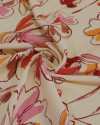 Tecido Crepe Koshibo Flores em Rascunho Colorido e Creme