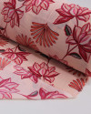 Tecido Crepe Koshibo Flores Pontilhadas Tons de Rosa