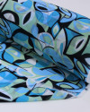Tecido Crepe Chiffon Grosso Folhas Abstratas Tons Frios