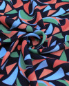 Tecido Crepe Koshibo Estampa Abstrata Colorido e Preto