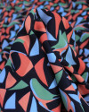 Tecido Crepe Koshibo Estampa Abstrata Colorido e Preto