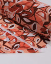 Tecido Crepe Chiffon Grosso Folhas Abstratas Tons Quentes