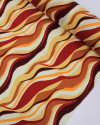 Tecido Viscose Listras Ondulares Vermelho e Tons Terrosos