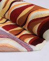 Tecido Viscose Listras Ondulares Vermelho e Tons Terrosos