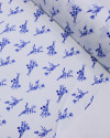 Tecido Crepe Koshibo Buquê Floral Azul e Branco