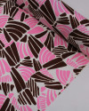 Tecido Crepe Sarjado Riscos Rosa, Marrom e Branco