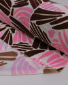 Tecido Crepe Sarjado Riscos Rosa, Marrom e Branco