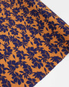 Tecido Viscose Macro Floral Abstrato Azul Marinho e Ferrugem