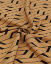 Tecido Viscose Listras Abstratas Preto e Argila