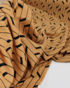 Tecido Viscose Listras Abstratas Preto e Argila
