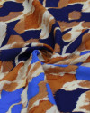 Tecido Viscose Estampa Abstrata Tons de azul e Terracota
