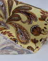 Tecido Viscose Texturizada Macro Ramos em Cashmere Marrom e Amarelo