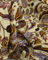Tecido Viscose Texturizada Macro Ramos em Cashmere Marrom e Amarelo